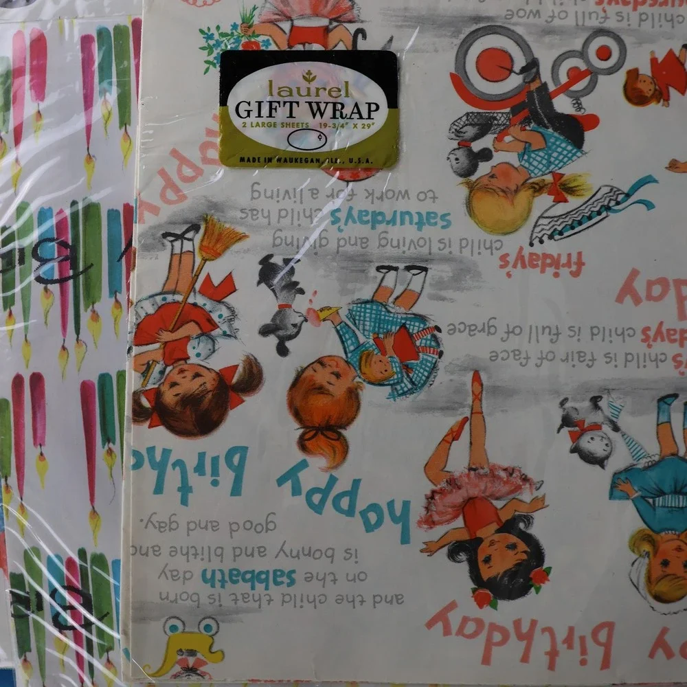 Vintage Wrapping Paper Sheets Lot Retro Birthday Kids Batman Gremlins Designs